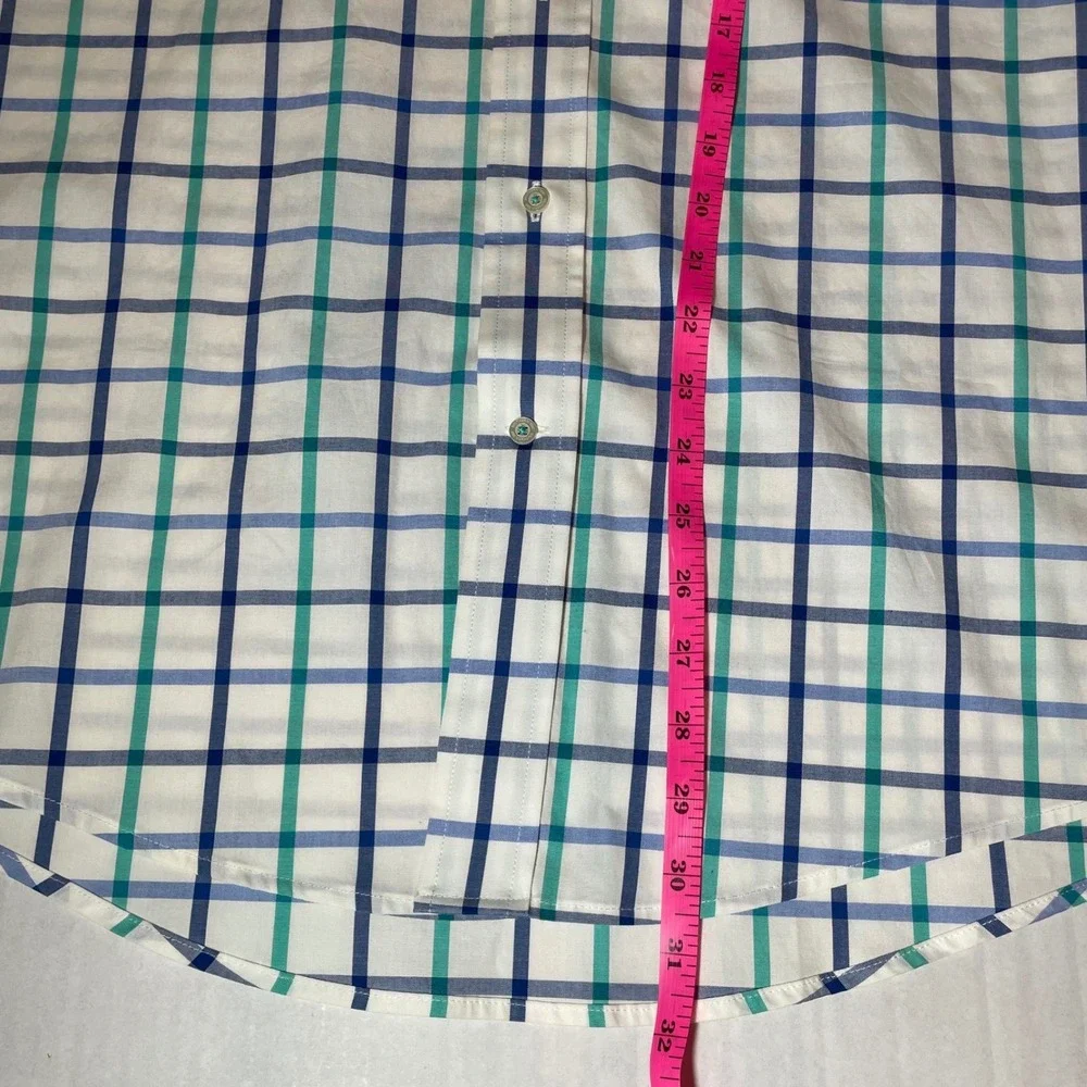 Southern Tide Mens Large Blue Green Check Long Sleeve Button Down Skipjack Shirt